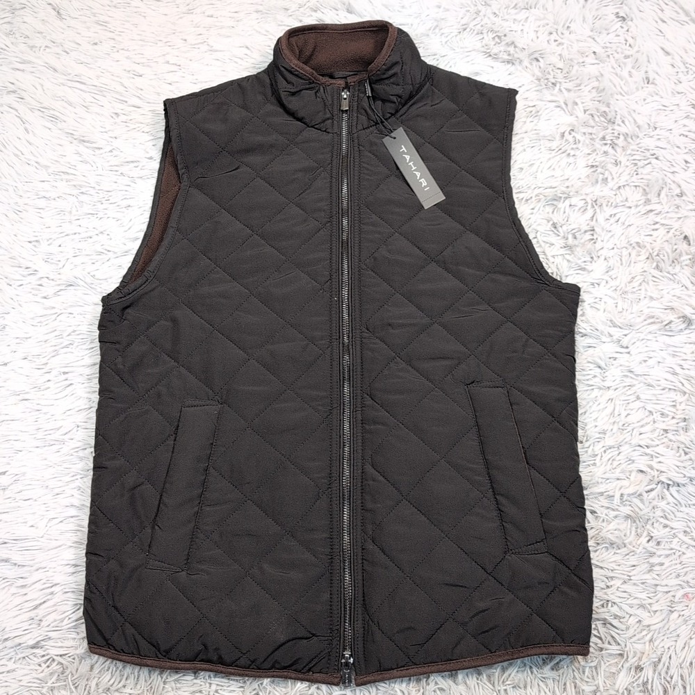 Tahari Vest Womens S Black Gorpcore Zip‎ Up  Comfort Pockets New